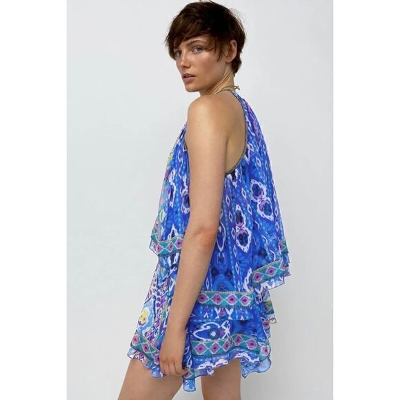 NWT Zara High Waisted Aztec Tribal Printed Asymmetric Hem Pull On Mini Skirt - Picture 8 of 16